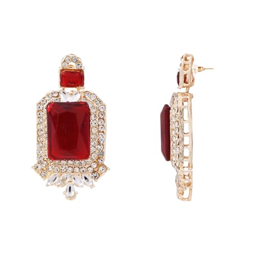 Image of I Jewels Gold Plated Stylish Design Crystal Diamond Necklace & Earrings Jewellery Set for Women
