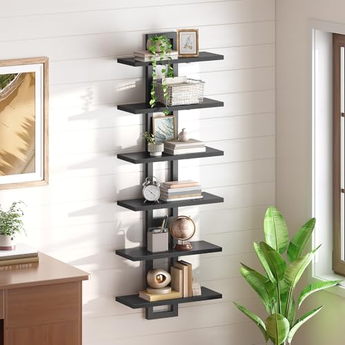 Image of HOOBRO Floating Shelves, 15 Inch Wall Shelf Set of 3, Wall Mounted Storage Shelves 2-Tier, Hanging Bathroom Shelves, for Living Room, Bedroom, Bathroom, Kitchen, Black BK32BJP301