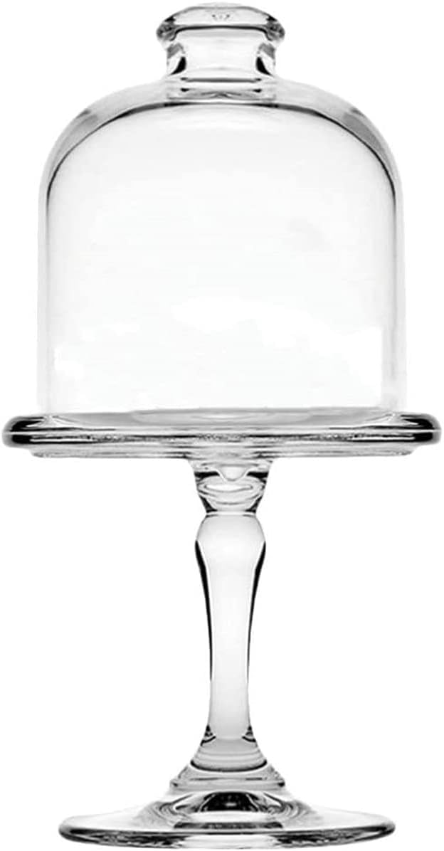 Bandeja de postre de cristal transparente con cubierta de cúpula, soporte multifuncional para exhibición de pasteles para uso doméstico