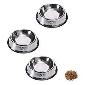 3 Pcs Stainless Steel Cat Bowls Sturdy Cat Feeding Bowls with Anti-slip Ring Multifunctional Cat Feed Bowls for Food and Water Feeding