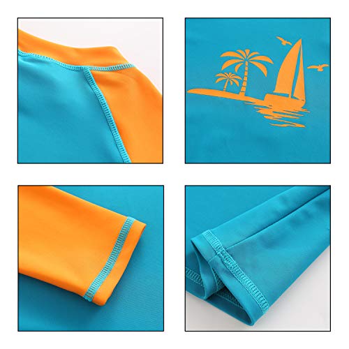 Image of HowJoJo Big Boys Long Sleeve Rash Guard Shirts Swim Shirt UPF 50+ Blue 14T