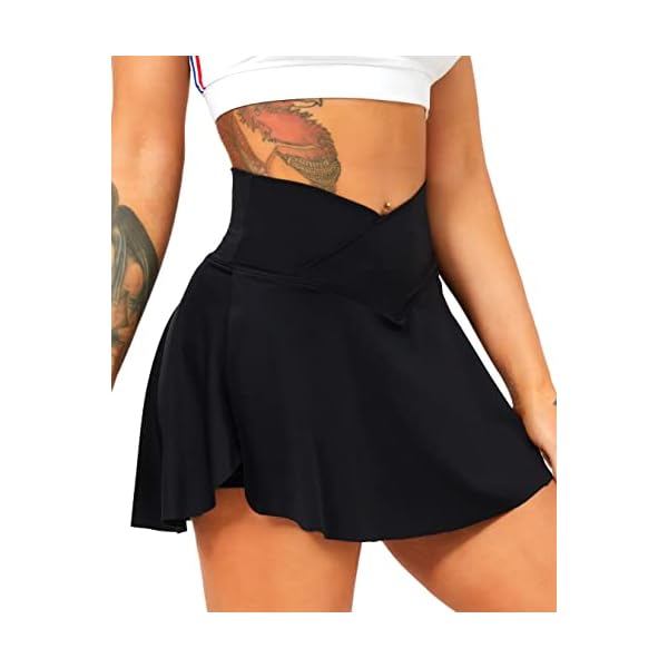 Navneet Women Pleated Tennis Skirt with Pockets Shorts Crossover High Waisted Athletic Golf Skorts Workout Sports Skirts
