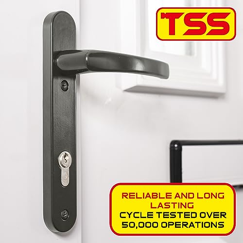 TSS UPVC Door Handle Set in Anthracite Grey, 92mm PZ (Centres), Lever/Lever, Screw to Screw 122mm with Backplate 212mm x 34mm - Image 2