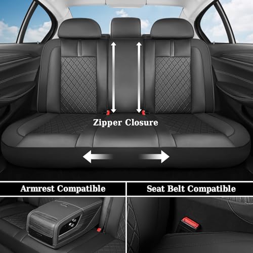 Image of Coverado Seat Covers, Car Seat Covers Full Set, Black Front Seats Back Seat Cover, Seat Covers Non-Slip Seat Protectors Universal Fit for Most Cars (Black)