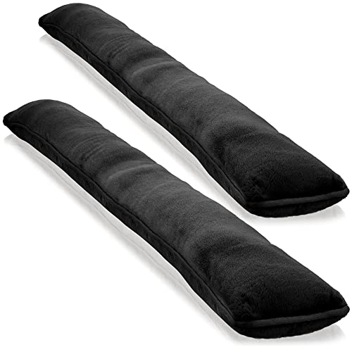 COM-FOUR® 2x paraspifferi per porte e finestre - paravento in microfibra - risparmia energia con il paraspifferi - fermaporta da 1 kg (02 pezzi - nero)