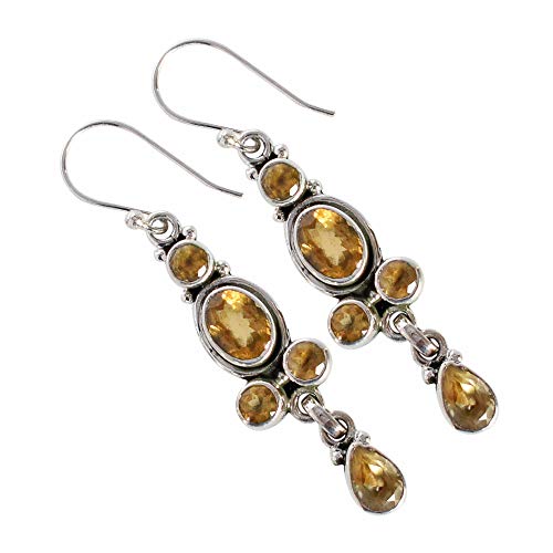 Boucles d'oreilles en citrine et argent 925, l'excellence des pierres à facettes haut de gamme