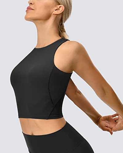 Gym Rainbow Sports Bras For Women Padded Tank Tops Sleeveless Workout Crop Tops With Built In Bra(#1 Black,X-Large) #TOP3