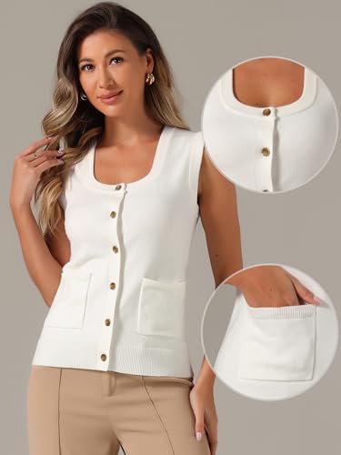 Image of Allegra K Sweater Vest for Women's Summer Casual Button Ribbed Sleeveless Knitted Tank Top