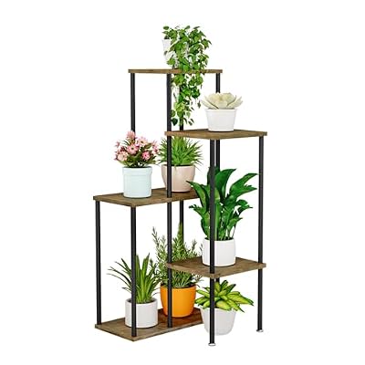 YIZAIJIA Plant Stand Metal 4 Tier 5 Potted Multiple Flower Pot Holder…