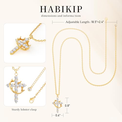 Cross Necklace for Women, Dainty/Silver Cross Crown Cubic Zirconia Pendant Necklace Trendy Simple Necklace Fashion Jewelry for Women4
