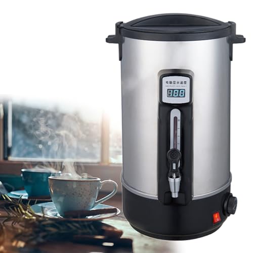 GESAIDES Hervidor de Agua Caliente de Acero Inoxidable con Capacidad para 200 Tazas de Té, Grifo de Seguridad, Pared Doble y Elementos Calefactores Dobles, Calentamiento instantáneo,35L