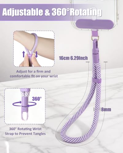 Image of VVAAGG Phone Lanyard, Phone Wrist Strap for Case, Hand Wrist Strap 2 Pack | Adjustable Cell Phone Lanyard, Self-Locking 2-Color Braided Phone Strap, Anti-Lost Wristlet Lanyard with Tether Tabs