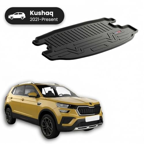 Image of 3D TPE Car Boot Mat for Kushaq (2021 Onwards) Custom Fit, Heavy Duty & Anti-Slip Boot Mat | All Weather Resistant, Waterproof & Dustproof Trunk Liner, Car Dicky Mat for Kushaq