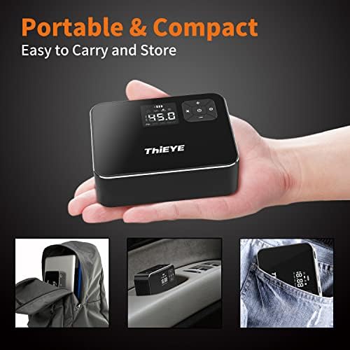 ThiEYE Tyre Inflator Portable Air Compressor 120 PSI Cordless Tyre Pump with Digital LCD Screen and Light, Small Electric Air Compressor with 4000mAh Rechargeable Battery for Car Bike Motorcycle Ball