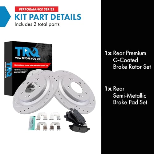 Image of TRQ Performance Rear Brake Pad and Rotor Set Semi Metallic Coated Rotors Compatible with 2016-2017 Hyundai Azera 2015 Sonata 2014-2016 Kia Cadenza 2013-2016 Optima 2015 Soul EV