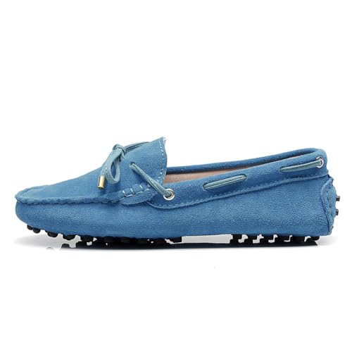 Image of ANUFER Women's Classic Suede Penny Loafers Comfort Handmade Slipper Moccasins