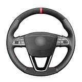 seat leon cupra leasing Materialtyp: Mikrofaserleder HCDSWSN Schwarzes Mikrofaserleder-Wildleder-Lenkradbezug für Seat Leon 5F Mk3 2013-2019 Ibiza 6J Tarraco Arona Ateca Alhambra