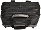 Amazon Basics - Wózek na laptopa z szybko poruszającymi się kółkami i łatwo dostępną kieszenią przednią – nadaje się do laptopów do 15.6 cali ( 39.6 cm ), czarny