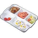 AIYoo Large White Dinner Plates Ceramic Divided Plate 12 Inch 5 Compartment Porcelain Portion Control Plate for Adults Bariatric Diet - Microwave, Oven, and Dishwasher Safe