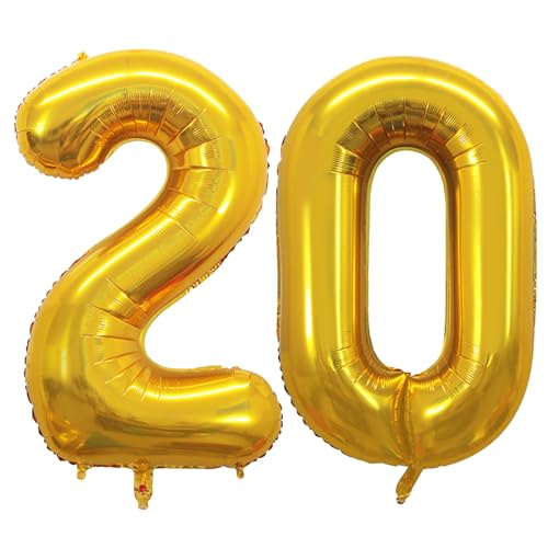 GOER Number 20 Balloons for 20th Birthday Party Decorations,42 Inch Jumbo Foil Helium Balloons for 20th Anniversary (Gold) GOER Number 20 Balloons for 20th Birthday Party Decorations,42 Inch Jumbo Foil Helium Balloons for 20th Anniversary (Gold)