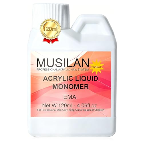 MUSILAN 120ml Acryl Liquid für Acrylic Nägels EMA-Monomer Acrylflüssigkeit für Nägel-Superstarke Non-Yellowing Acrylflüssigkeit Nagelset für Nageldesign in Anfänger und Studio Qualität