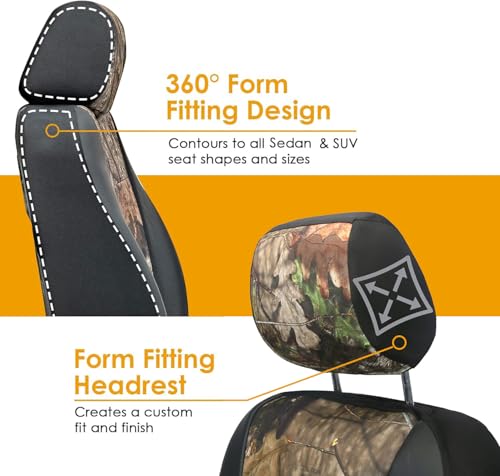 Image of LPI Truck Mossy Oak Heavy Duty Car Seat Covers for Front Seats; Fits Sedans and SUVs, Includes Front and Rear Storage Pockets, Built-in Molle Style Organizer; Semi-Custom Fit; 2pcs