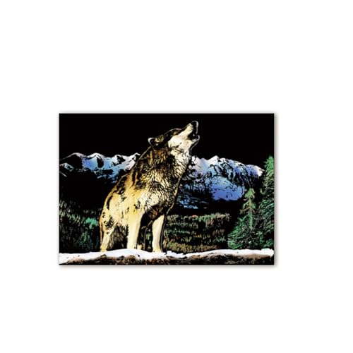 Scratch Art for Kids & Adults, Rainbow Engraving Painting Landscape Scratchboard(A4) Crafts Set Scratch Cards - Unicorn/Cat/Deer/Lion/Tiger/Leopard/Wolf/Elephant/Cheetah/Zebra/Dog, Style 5