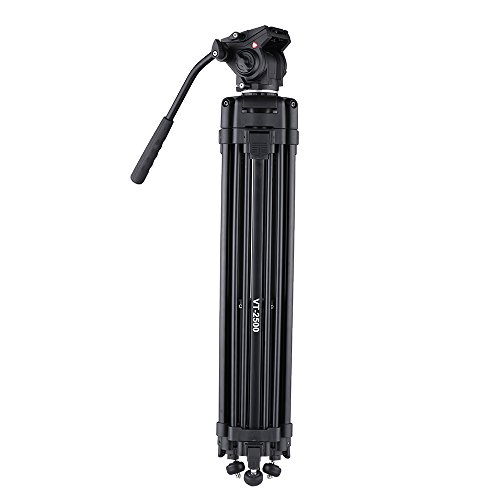 yongluo VT-2500 Tripé de filmadora com câmera de 152 cm / 5 pés com cabeça de amortecimento de fluid