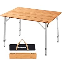 KingCamp Leichter Stabiler Klapptisch Campingtisch Bambus Outdoor Klapptische Höhenverstellbar Tragbar Picknick Garten