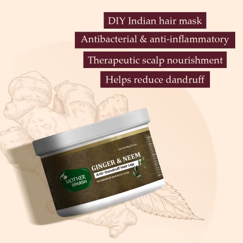 Image of Mother Sparsh Ginger & Neem Anti Dandruff Hair Lep | Helps Control Dandruff & Itchy Scalp | Hair Mask Powder for Men & Women |100 gm