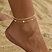 Pearl Anklet Bracelets for Women Waterproof - Gold Anklets for Women Adjustable Layered Cuban Link Chain Anklets Dainty Jewelry