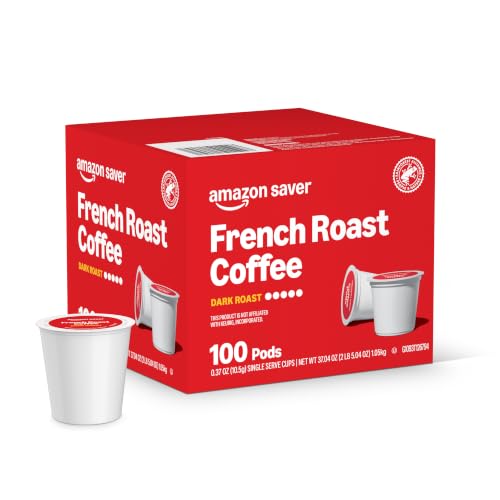 Amazon Brand - Happy Belly Dark Roast Coffee Pods, French Roast, Compatible with Keurig 2.0 K-Cup Brewers, 100 Count