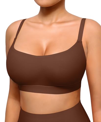 FeelinGirl Seamless Bras Wireless Bralettes for Women with Supportive, Wireless Unlined Comfort Buttery Soft Bras for Comfy Sleep Everyday, Brown, S