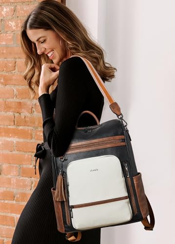 Image of Shrrie Vegan Leather Laptop Backpack for Women 15.6 inch Work Backpack Fashion Travel Backpack Purse for Business College