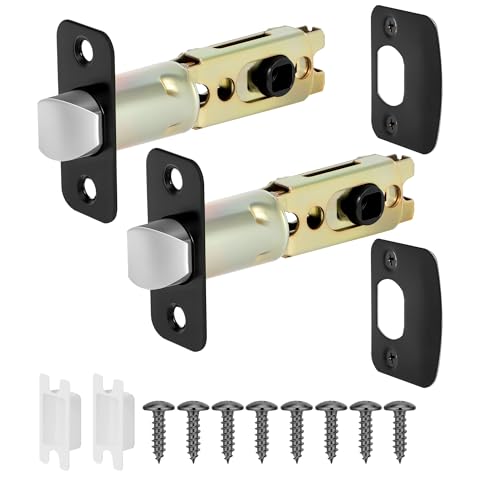 Aesytava Matte Black 2 Pack Door Lock Parts Adjustable Door Latch Replacement Door Lock Replacement Parts Door Deadlatch Mechanism