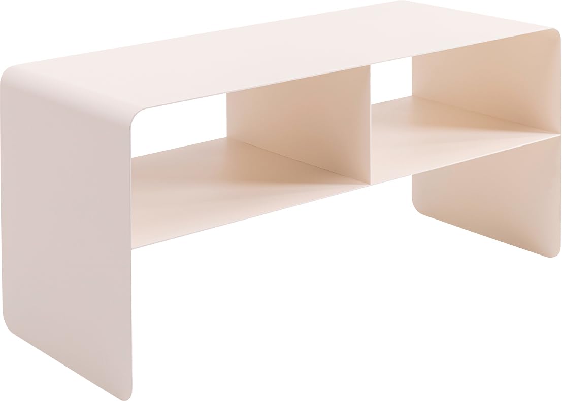 Kare Design Lowboard Lounge M, Creme, 90x37x44 cm, TV-Schrank, Sideboard, minimalistisches Design, 2 Fächer, Stahl, Industrial, Modern, Wohnzimmer