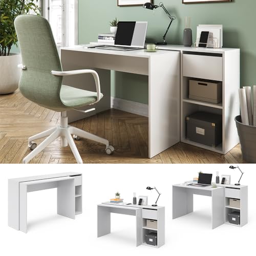Vicco Schreibtisch Ben, Arbeitstisch für das Büro, Weiß, 145 x 46.4 cm