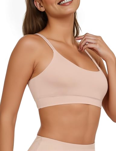 Image of Buauty Sports Bra for Women, U Neck Adjustable Spaghetti Strap Workout Bra with Removable Cups for Yoga Pilates Gym