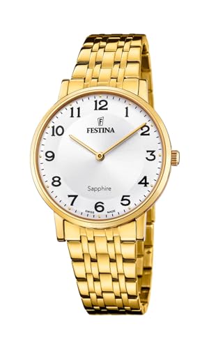 Montre Homme Festina Swiss Made en acier doré avec un verre saphir luxe