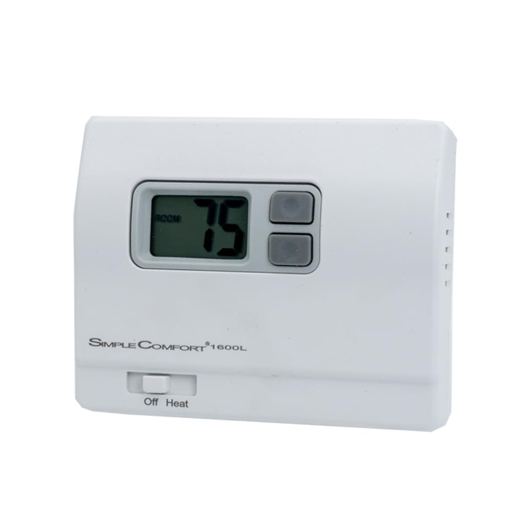 ICM Controls SC1600L Heat Only Thermostat – Non-Programmable, Battery Powered, Backlit Display, Easy to Use, No Fan Output, Multicolor