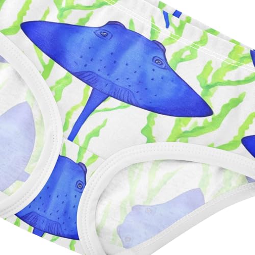 Toddler Girls Underwear 2t Cotton Girl Panties Cute Designer Underpants Briefs Blue Stingrays Fish Green Seaweed4
