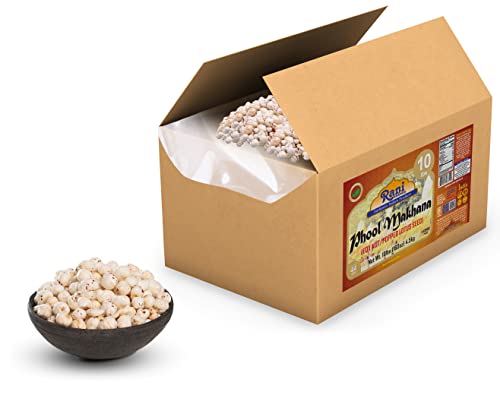 Image of Rani Jumbo Phool Makhana (Fox Nut /Popped Lotus Seed) Plain Raw Uncooked 160oz (10lbs) 4.54kg Bulk Box ~ All Natural | Vegan | No Colors | Gluten Friendly | NON-GMO | Indian Origin
