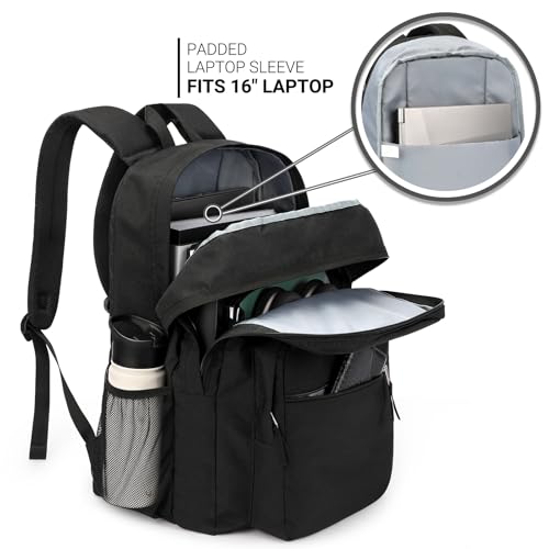 Image of ZORFIN 36L Black Backpack for College, and Travel: Water Resistant Bookbag