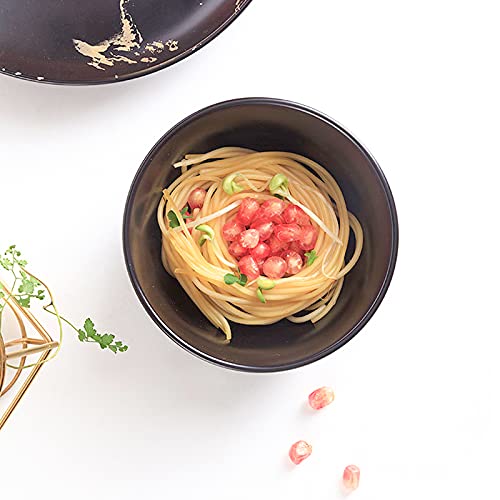 Lucck Ceramic Cereal Bowl Marble Soup Bowl 17 Oz Ceramic Rice Bowl Luxury Gold Inlay Dessert Bowl Microwave And Dishwasher Safe For Oatmeal Snack (Black) #TOP5