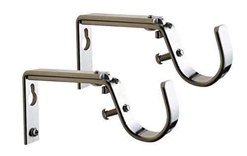 MERIVILLE Set of 2 Satin Nickel Curtain Drapery Rod Bracket for 1-Inch Rod