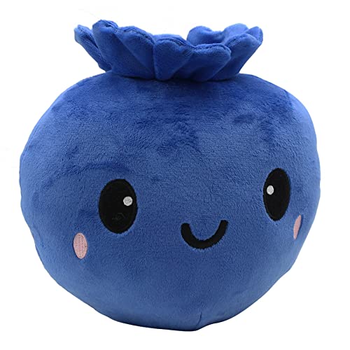 LuLezon Kawaii Blueberry Plush Stuffed Toy Soft Fruit Plushie Pillow (Medium), 7"