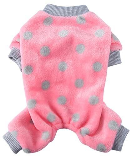 XIAOYU Cute Dot Pattern Dog Pajamas Costumes Pet Clothes Cat Apparel Shirt Winter Holiday Cute Pjs Outfits for Small Pets Pink, XL