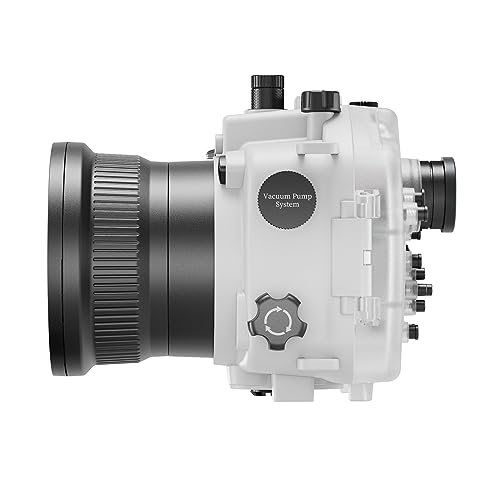 Image of Professional Waterproof Camera Housing Case Compatible with Sony A7iii A7riii, 40M /130FT Depth Underwater Protection (White, Standard Port)