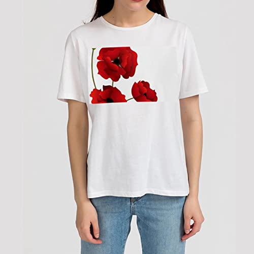 T-shirt coquelicot 100% coton col rond de qualité supérieure