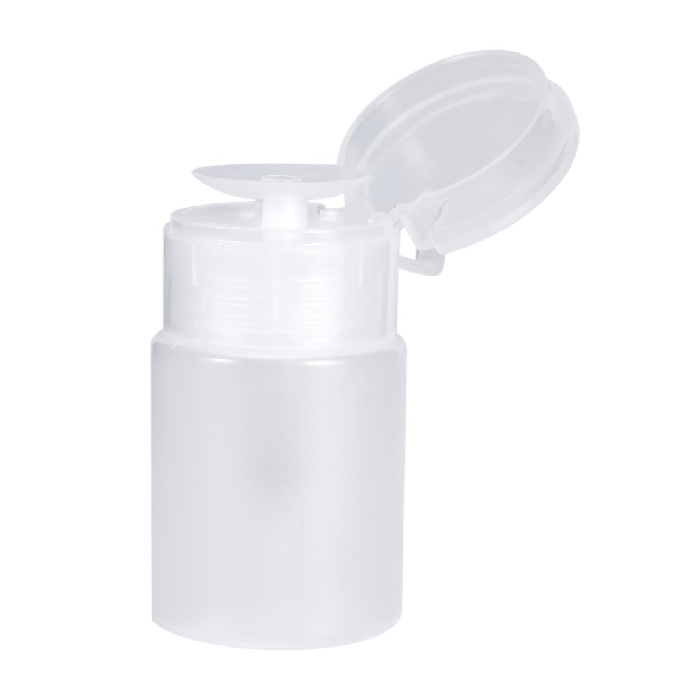 Butelka do dozownika paznokci, pompa czyszcząca Pusta plastikowa butelka do zmywacza do paznokci w płynie do paznokci - butelka przezroczysta 60 ml (biała)
